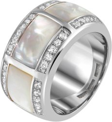 Кольцо из серебра с жемчугом и куб. цирконием (Арт.fpo-r1-w-s-54)