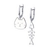 Серьги из серебра с эмалью «Кошка и рыбка» Соколов (арт.94023970)