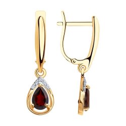 Серьги золотые пробы 585 с гранатом (Арт.72-00030)