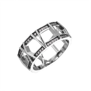 Кольцо серебряное с фианитами «Trendy Geometry» Fresh Jewelry (арт.CZ-R03996-X-WB-X-X-W)