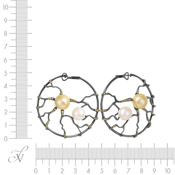 Серьги из золота с жемчугом и сапфиром (Арт.414139_ys_gnwp_wp_blk)