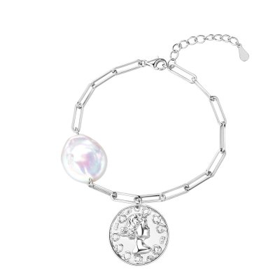 Браслет из серебра с жемчугом (Арт.pi-b435-18-x-w-pn-x-x)