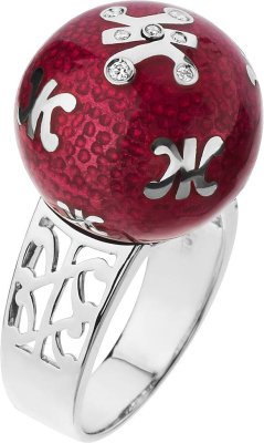 Кольцо из белого золота с бриллиантом и эмалью (Арт.a8159)