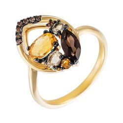 Кольцо из золота с бриллиантом и кварцем (Арт.aas_r3435_dn_os_mc_yg)