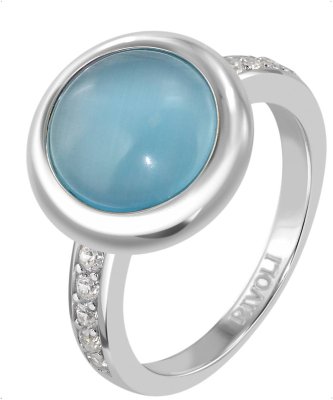 Кольцо из серебра с кошачим глазом и куб. цирконием (Арт.fgr-6-10-h-06-s)