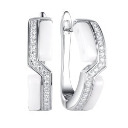 Серьги из серебра с керамикой и фианитом (Арт.tc-e00621-w-w-x-x-w)