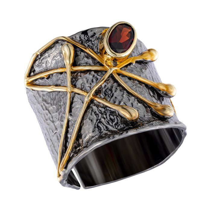 Серебряное кольцо BEAVERS с гранатом 1158g_ox