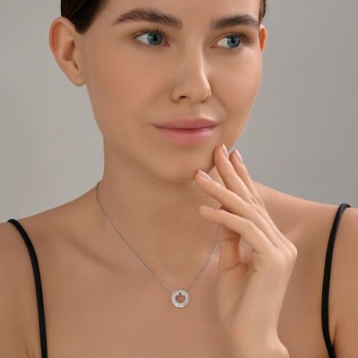 Колье из серебра с фианитами «Сияющий круг» Соколов (арт.94-170-02271-1)