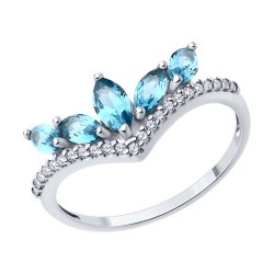 Кольцо из серебра с ситаллами и фианитами (Арт.94-310-02173-3)