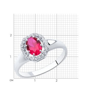 Кольцо из серебра с корундом и фианитами «Алый Овал» SOKOLOV (арт.84010007)