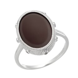 Кольцо из серебра с керамикой и куб. цирконием (Арт.tm-r01266-br-w-x-x-w)