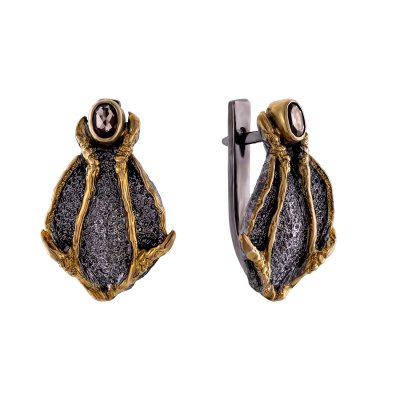 Серьги серебряные с раухтопазом «Тайна ночи» Beavers (арт.BS_2106RT_OX)