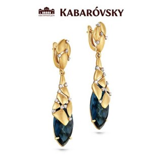 Серьги из золота с бриллиантами и топазами «Ночной Лотос» Kabarovsky (арт.1227452300)