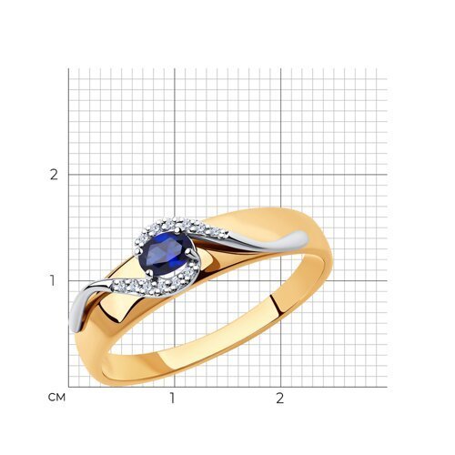 Кольцо из комбинированного золота с бриллиантами и сапфиром (Арт.2010984)