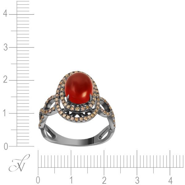 Кольцо из золота с бриллиантом и сердоликом (Арт.r1103agt-yh01-2476_ko_dc_ag_blk)