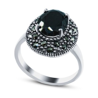 Кольцо серебряное с кубическим цирконием и марказитом «Крылья ночи» MyJewels (арт.210006-39-257_kubcirkonii_markazit)