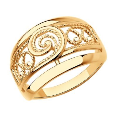 Кольцо из золочёного серебра «Витая спираль» SOKOLOV (арт.93-110-00667-1)