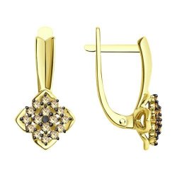 Серьги из желтого золота с бриллиантами (Арт.1022187-2)