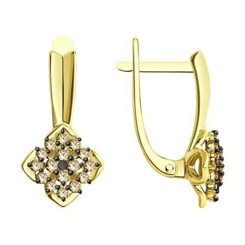 Серьги из желтого золота с бриллиантами (Арт.1022187-2)