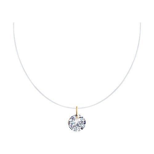 Колье из золочёного серебра с фианитом (Арт.93070092)