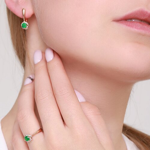 Кольцо из золота с бриллиантами и изумрудом (Арт.3010548)