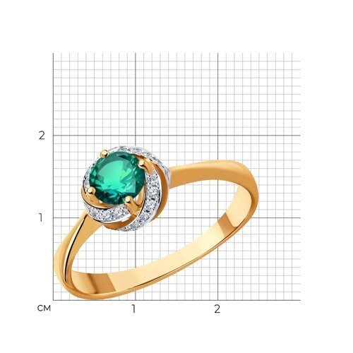 Кольцо из золота с бриллиантами и изумрудом (Арт.3010548)