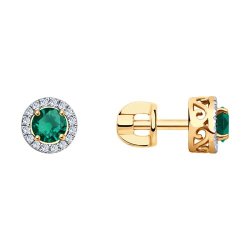 Серьги из золота с бриллиантами и изумрудами (Арт.3020432)