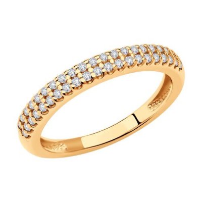 Кольцо из золочёного серебра с фианитами (Арт.93010525)