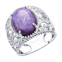 Кольцо из серебра с чароитом (Арт.94-310-00895-1)
