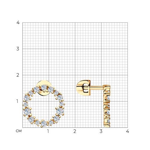 Серьги из золочёного серебра с фианитами (Арт.93021169)