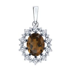 Подвеска из серебра с раухтопазом и фианитами (Арт.94-330-02042-4)