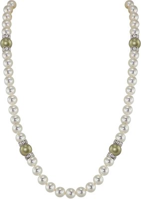 Ожерелье из серебра с жемчугом и куб. цирконием (Арт.102l-sr5-1-45)