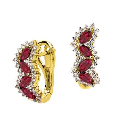Серьги золотые с бриллиантами и рубинами «Symphony of Colors» Estet (арт.01С6313217-1)