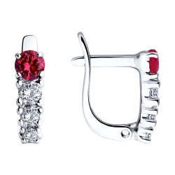 Серьги из серебра с кристаллами и фианитами (Арт.94026623)