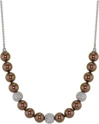 Ожерелье из серебра с жемчугом и кристаллом swarovski (Арт.213l-sk-9)