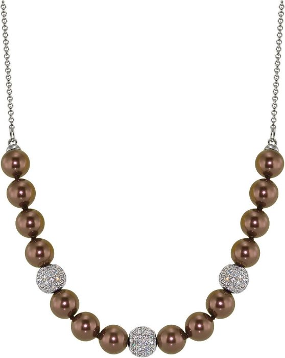 Ожерелье из серебра с жемчугом и куб. цирконием (Арт.213l-sk-9)