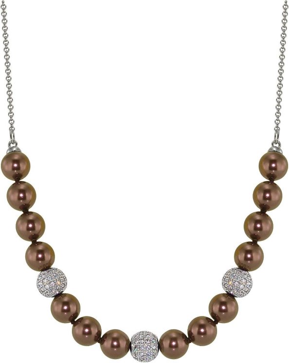 Ожерелье из серебра с жемчугом и кристаллом swarovski (Арт.213l-sk-9)