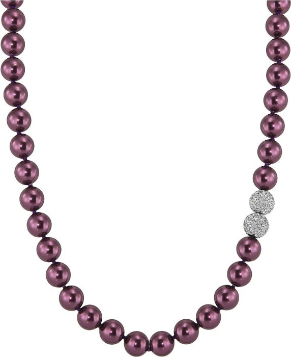 Ожерелье из серебра с жемчугом и куб. цирконием (Арт.5l-sk-18)