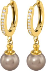 Серьги из серебра с жемчугом и кристаллом swarovski (Арт.aas-4-a-8-9-g)