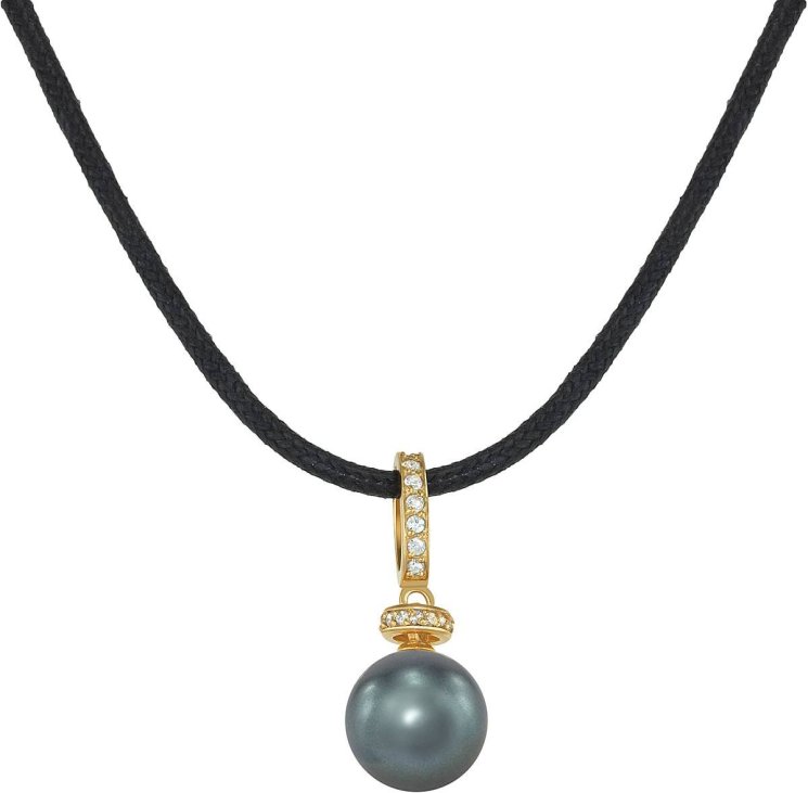 Кулон из серебра с жемчугом и кристаллом swarovski (Арт.abp-2-10-24-g)