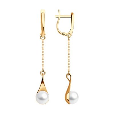 Серьги золотые пробы 585 с жемчугом (Арт.51-321-01930-1)