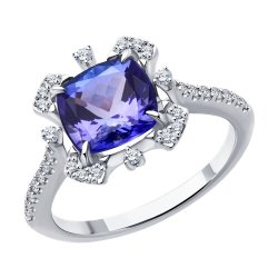 Кольцо из белого золота с бриллиантами и танзанитом (Арт.6014376-3) Кольцо из белого золота с бриллиантами и танзанитом (Арт.6014376-3)