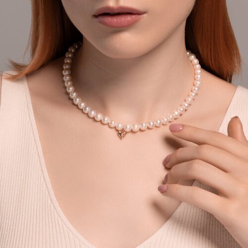 Колье золотое пробы 585 с жемчугом (Арт.79-70007)