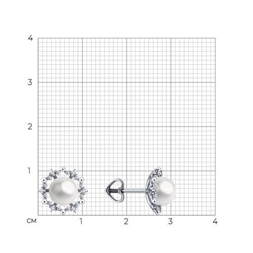 Серьги из белого золота с бриллиантами и жемчугом (Арт.52-222-02021-1)
