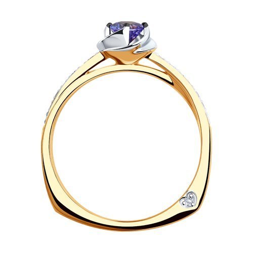 Кольцо из комбинированного золота с бриллиантами и танзанитом «Лиловый рассвет» Соколов (арт.6014085)