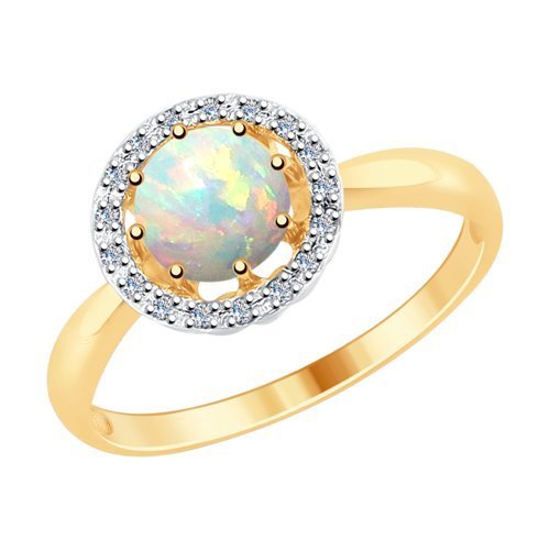 Кольцо из золота с бриллиантами и опалом (Арт.6014060)