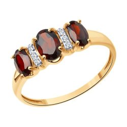 Кольцо золотое пробы 585 с гранатом (Арт.71-00042)