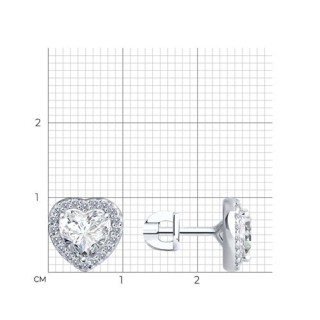 Серьги из серебра с фианитом «Сердце сияния» SOKOLOV (арт.94025764)