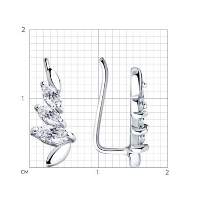Серьги из серебра с фианитами «Листья света» Соколов (арт.9402)