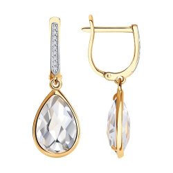 Серьги золотые пробы 585 с горным хрусталем (Арт.72-00031)